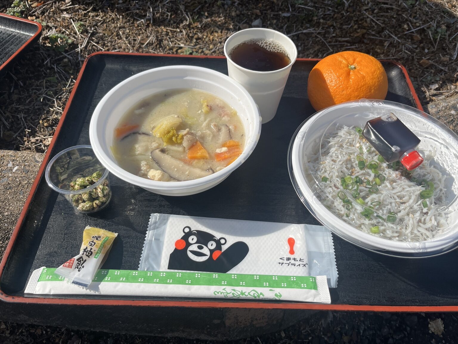 第1エイドのしらす丼と豚汁